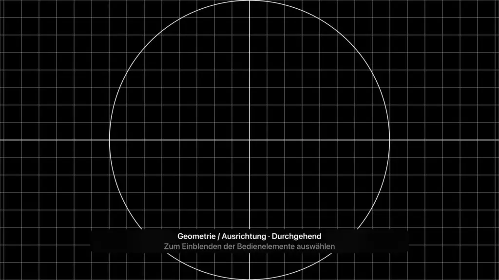 Testmuster für Geometrie und Ausrichtung: Raster, Kreis und Mittelkreuz