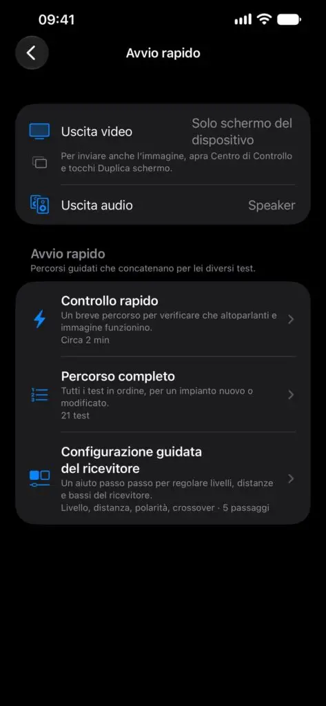 Avvio rapido su iPhone: Controllo rapido, Percorso guidato e Calibrazione guidata